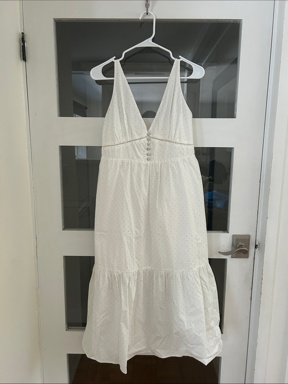 Generation Love White Eyelet V-Neck Midi Dress